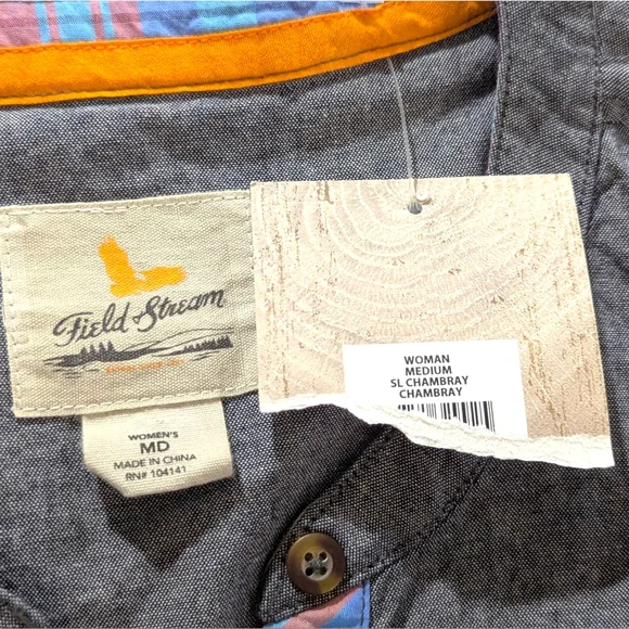 NWT WOMEN'S FIELD & STREAM SLEEVELESS MEDIUM SL CHAMBRAY TOP - Picture 3 of 13